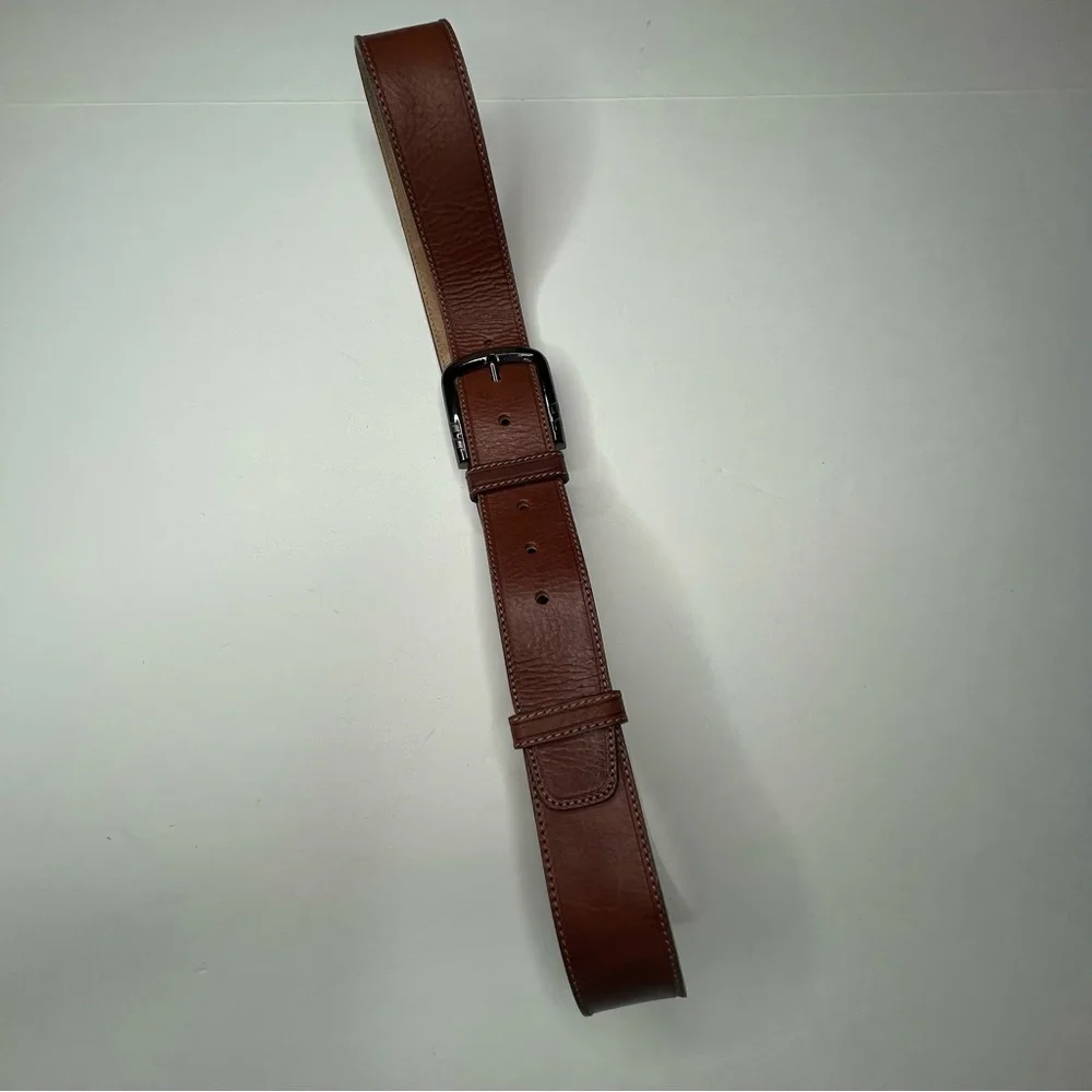 Moroccan Boutique Handmade Classic Leather Belt w Silver Buckle Minimalist